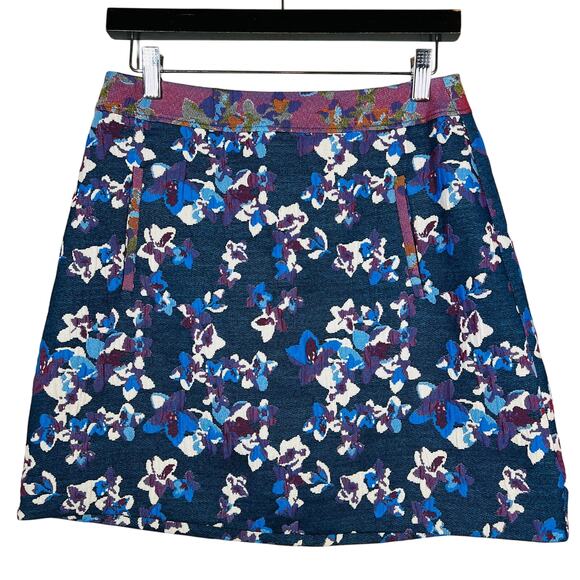 Maeve Embroidered Mini Skirt Floral Pockets Mid Mod - 2 - Picture 1 of 7